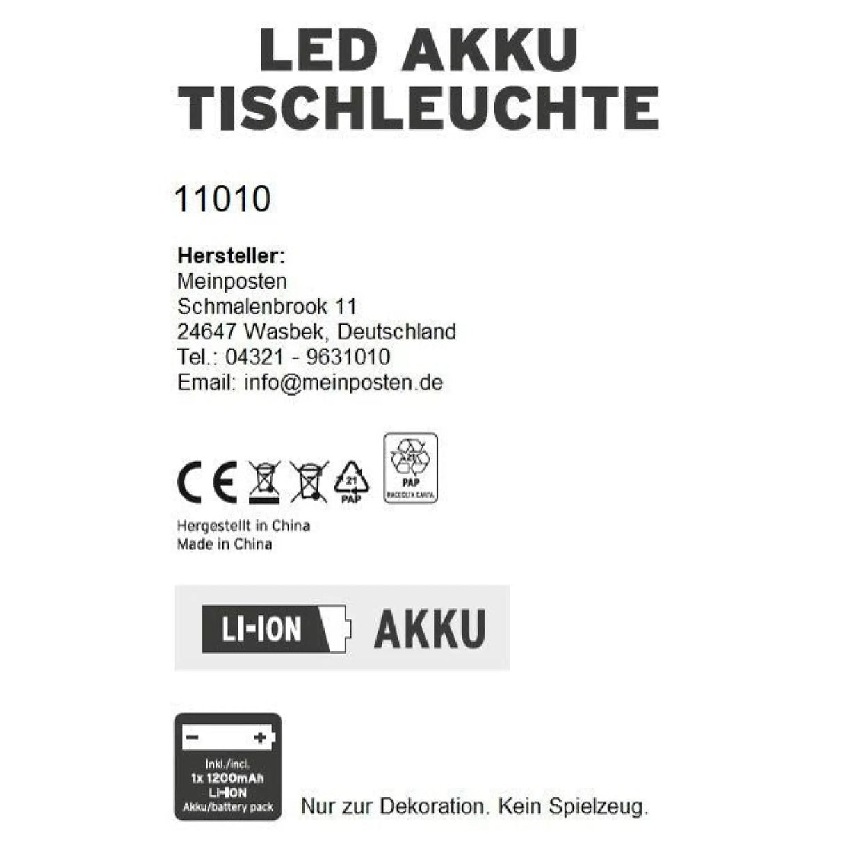 Lampe LED ohne Kabel Touch Tischleuchte Tischlampe Leuchte kabellos dimmbar - Lampe