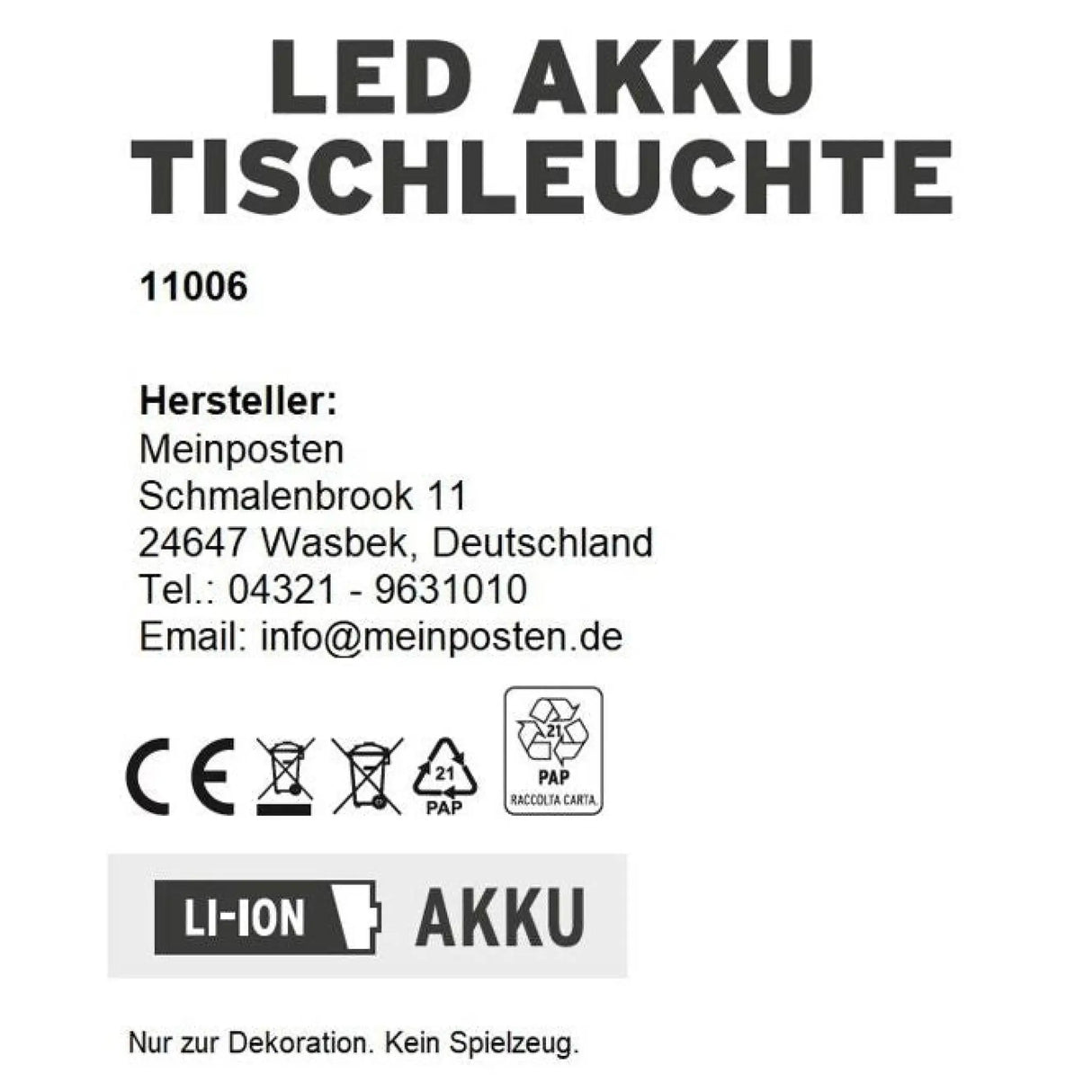 Lampe LED ohne Kabel Touch Tischleuchte Tischlampe Leuchte kabellos dimmbar - Lampe