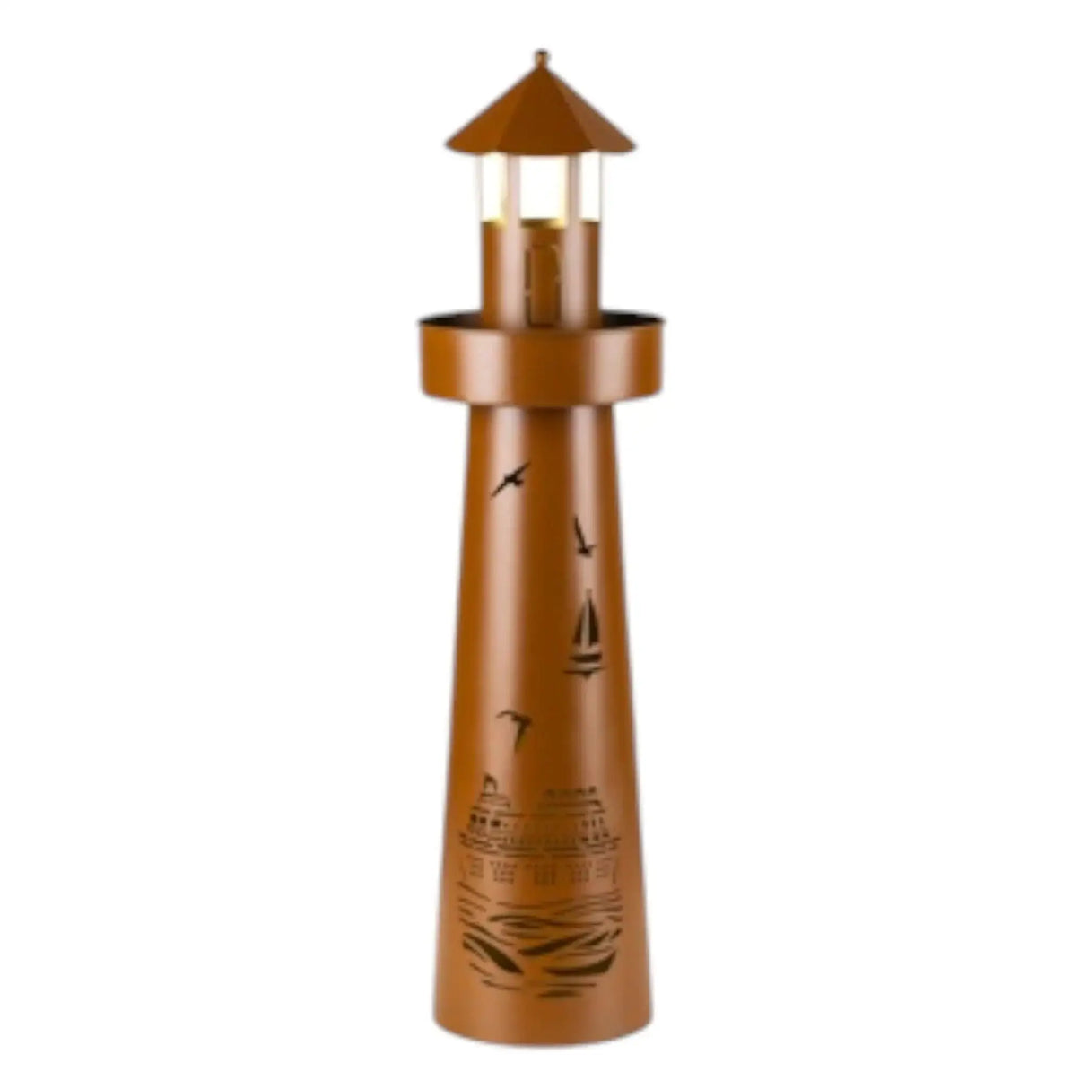 Leuchtturm LED Rostoptik Pflanzturm Pflanzschale Maritim Gartenbeleuchtung 80x20 cm - Leuchtturm