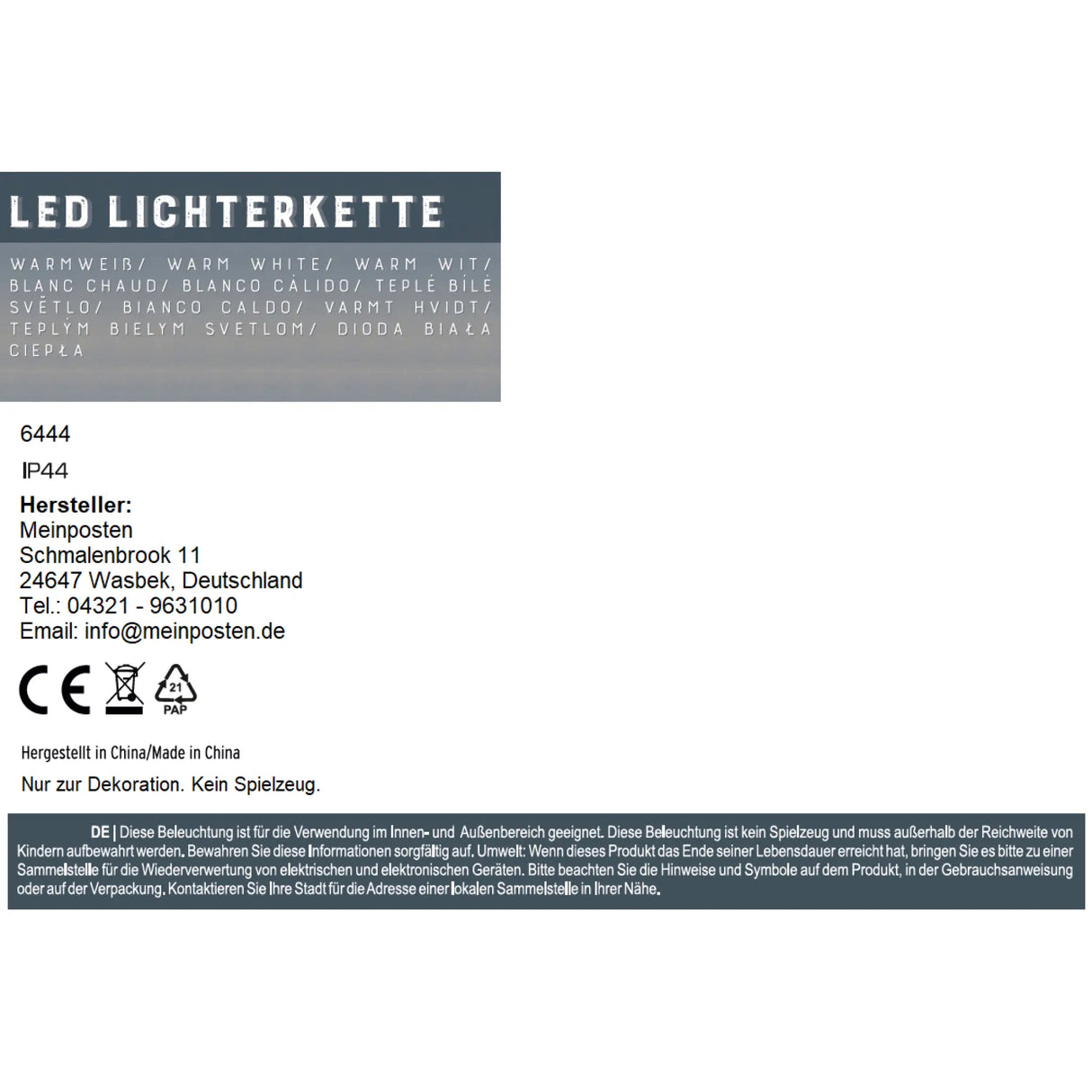 Lichterkette warmweiß 1128 LED Timer Weihnachtsbeleuchtung innen & außen - Lichterkette LED