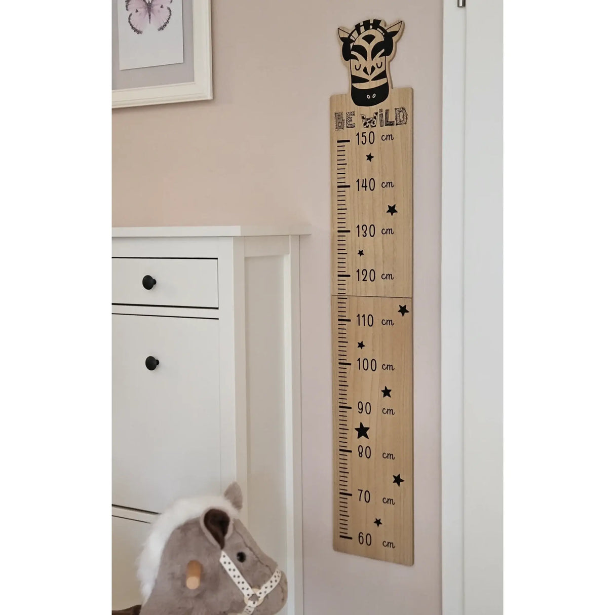 Messlatte Kinder Holz 60-150 cm Größenmesser Jungen und Mädchen Pandabär Tiger Zebra - Messlatte