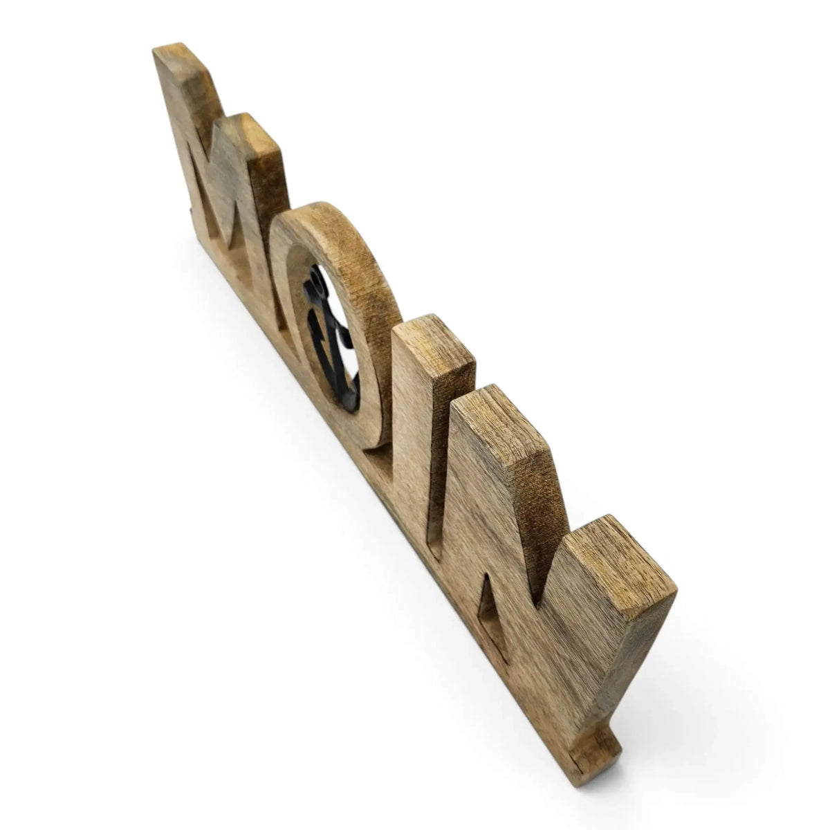 Moin Schriftzug 50 cm aus Mangoholz mit Anker – maritime Deko - Aufsteller