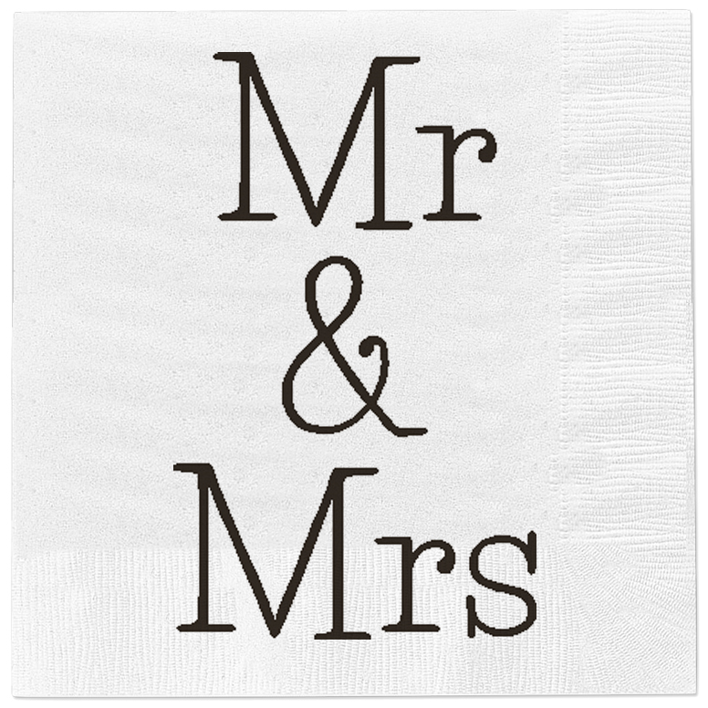 Napkins Mr & Mrs Wedding Paper Napkins Celebration Party 80 pieces white 33x33 cm