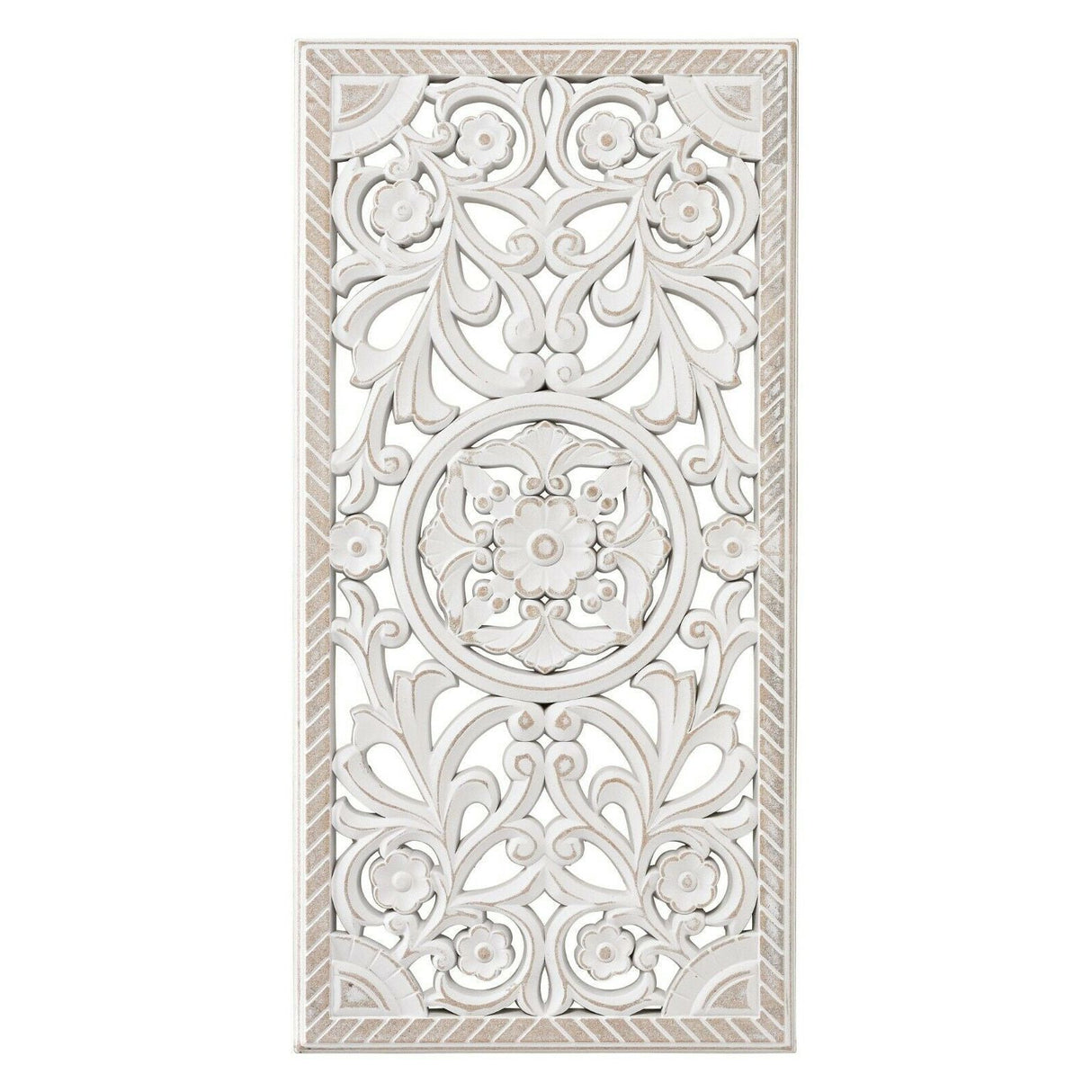Ornament wooden picture wall ornament wood shabby white country house decoration mandala decoration