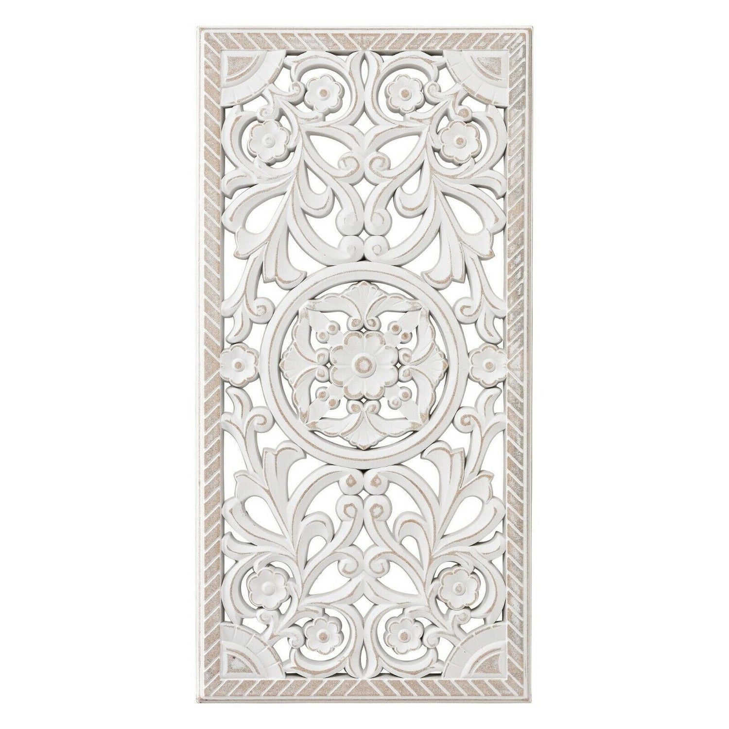 Ornament wooden picture wall ornament wood shabby white country house decoration mandala decoration