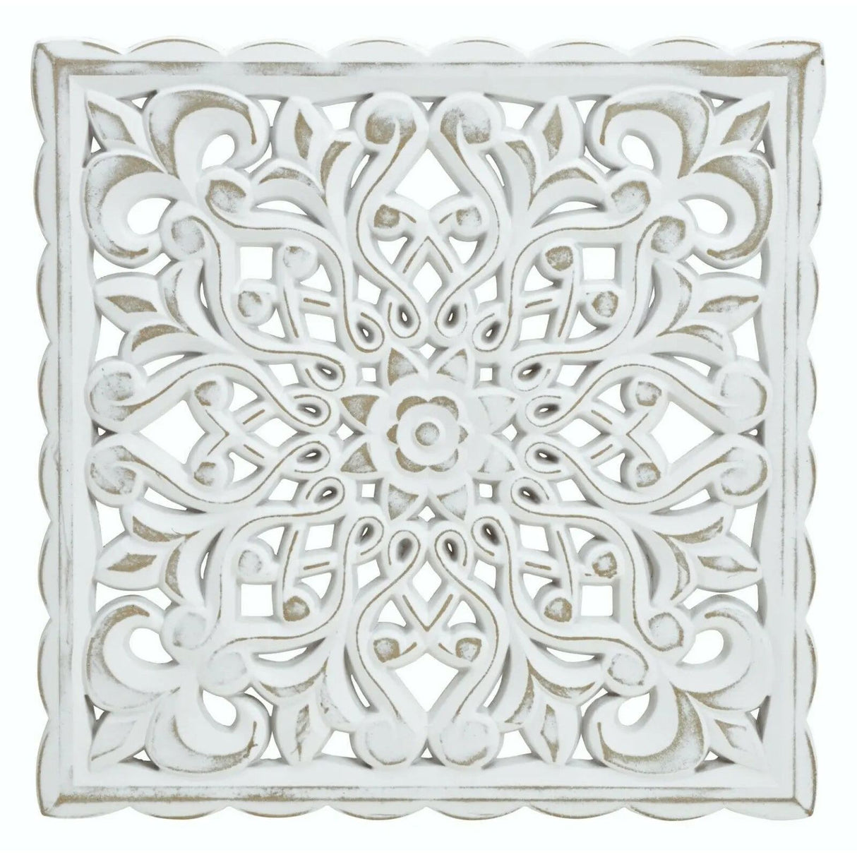 Ornament wooden picture wall ornament wood shabby white country house decoration mandala decoration