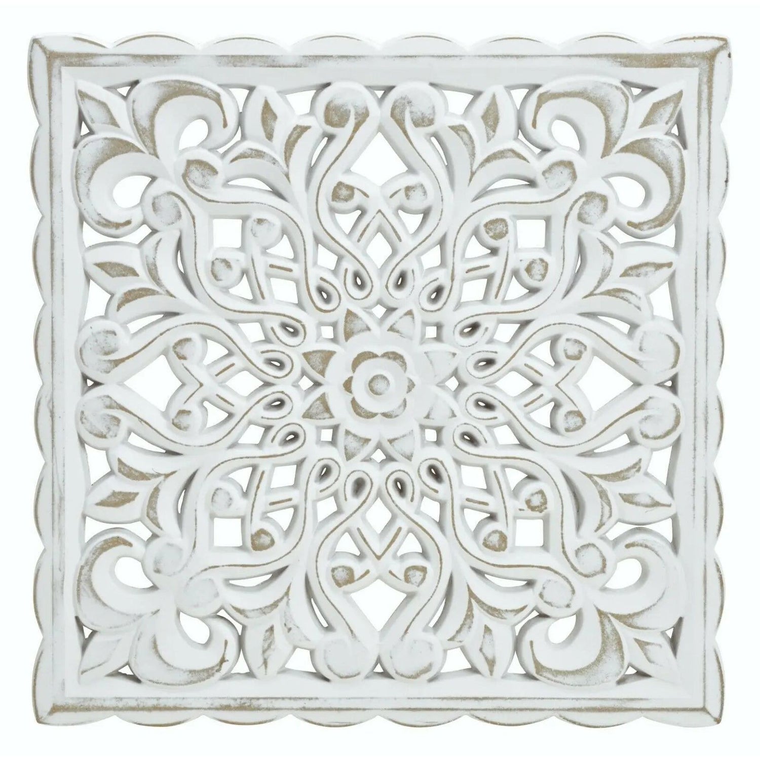 Ornament wooden picture wall ornament wood shabby white country house decoration mandala decoration