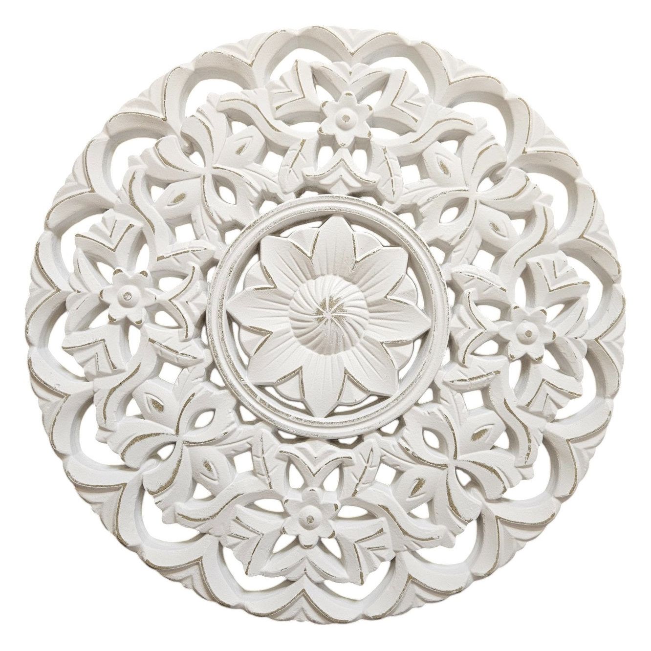 Ornament wooden picture wall ornament wood shabby white country house decoration mandala decoration