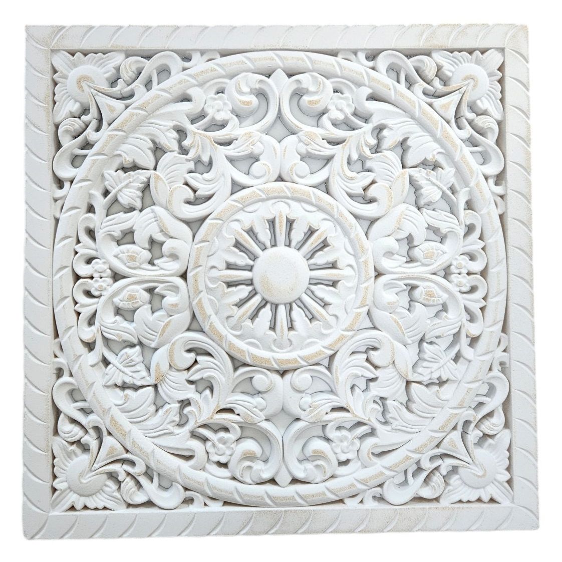 Ornament wooden picture wall ornament wood shabby white country house decoration mandala decoration