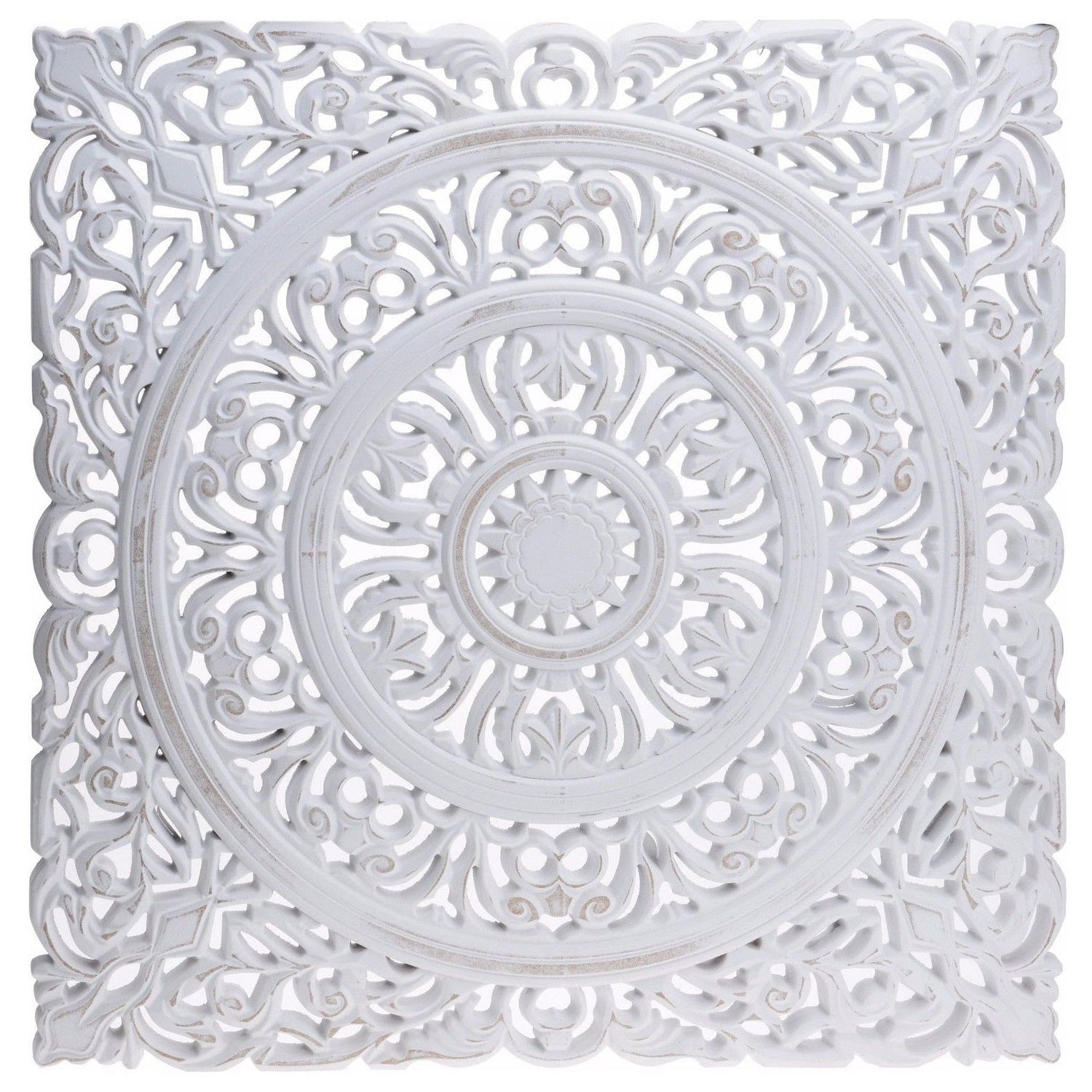 Ornament wooden picture wall ornament wood shabby white country house decoration mandala decoration