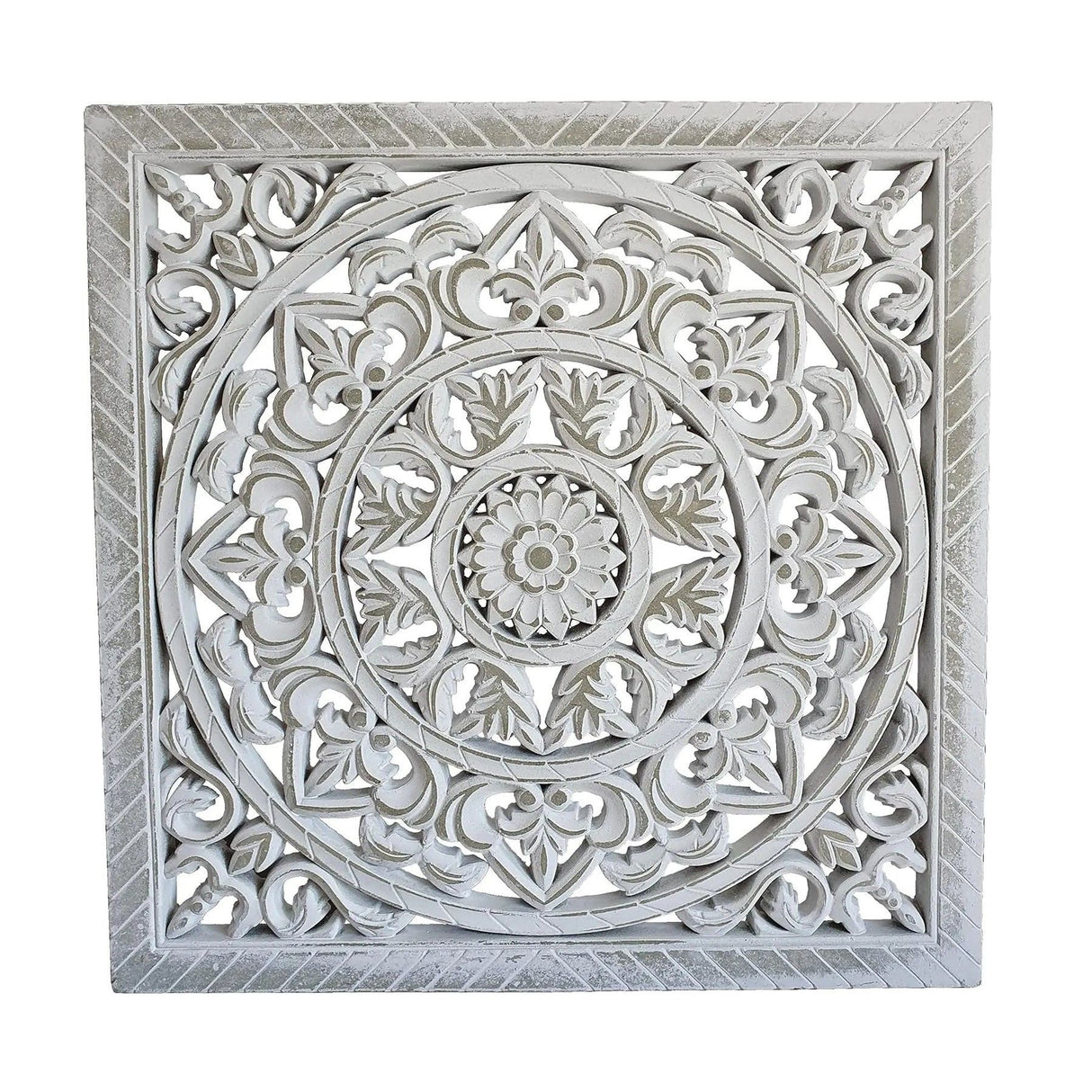 Ornament wooden picture wall ornament wood shabby white country house decoration mandala decoration