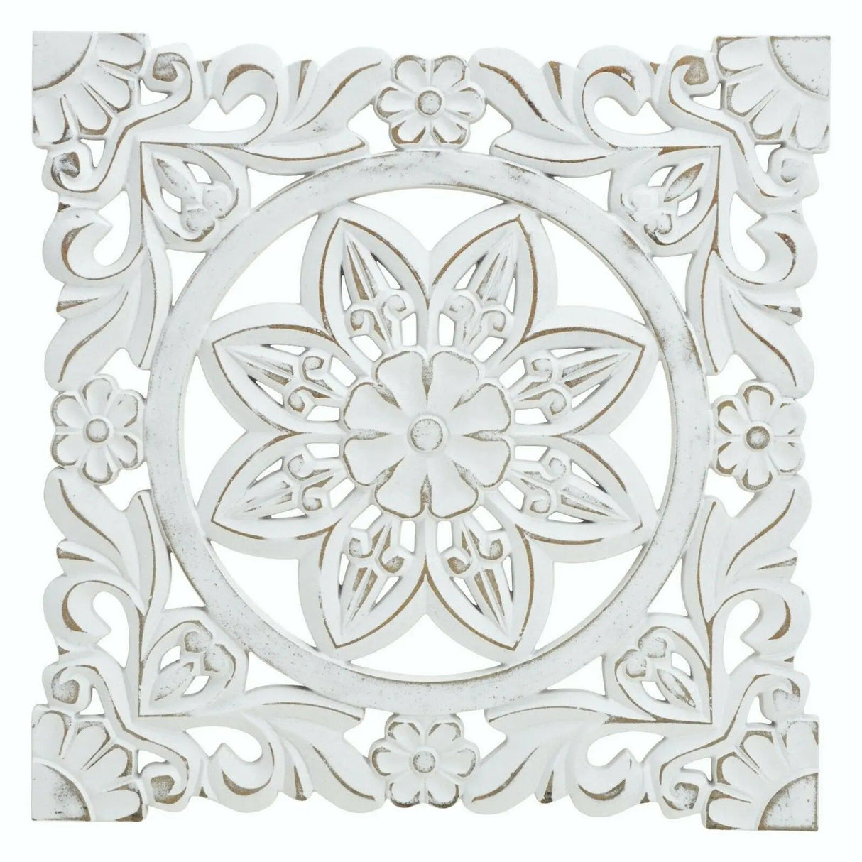 Ornament wooden picture wall ornament wood shabby white country house decoration mandala decoration
