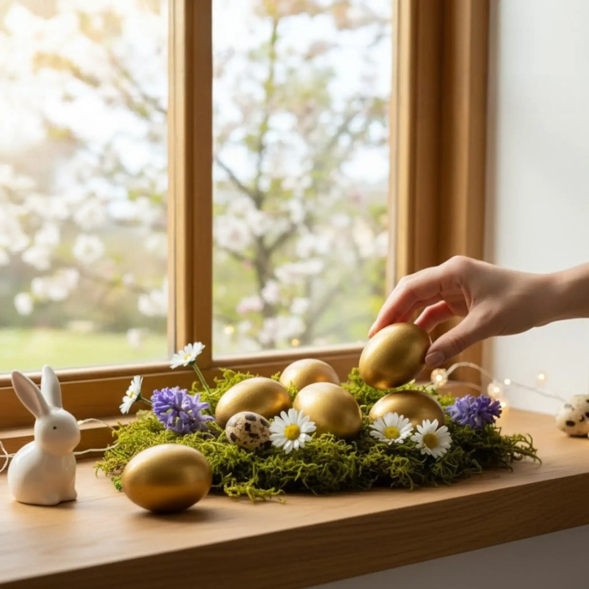 Ostereier Gold 12 Stück – Glänzende Oster Eier – Osterdeko Set für Tischdeko echte Eier - Osterhase