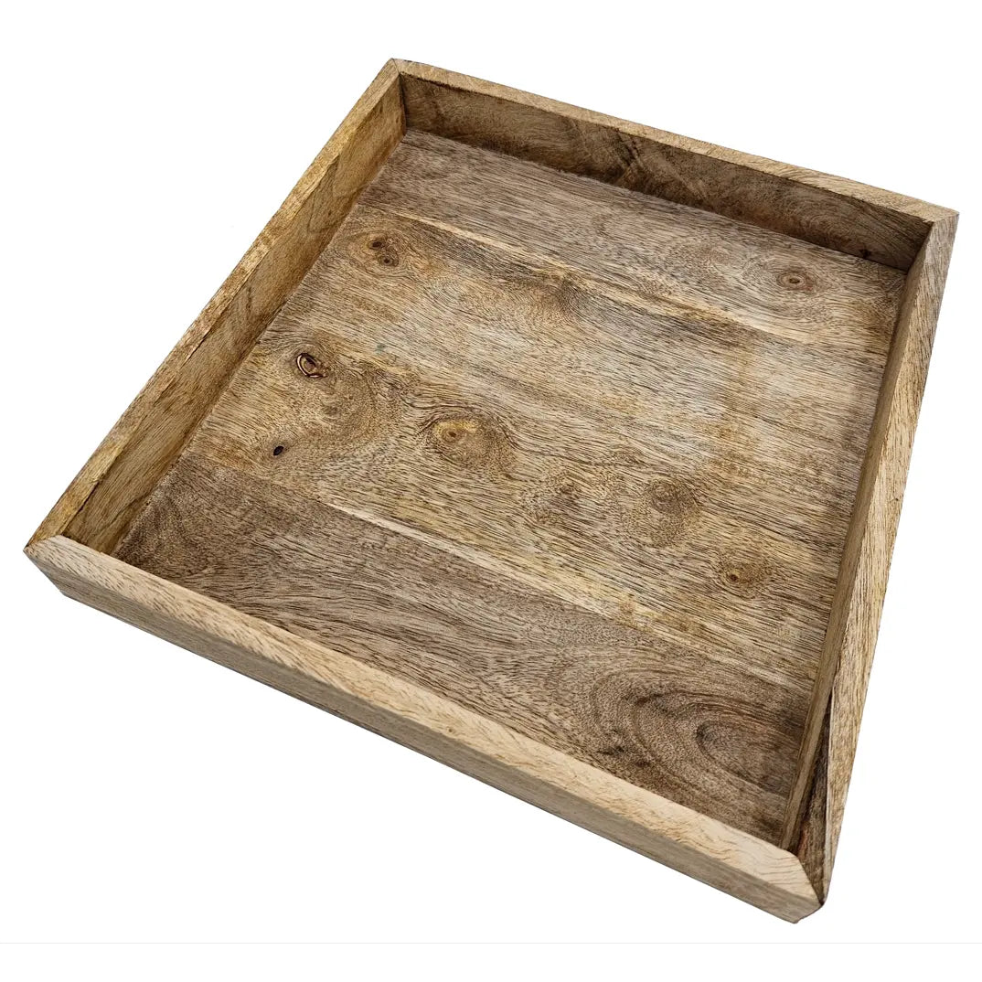 Tablett Mangoholz Dekotablett massives Holz Tischdeko Serviertablett 30 x 30 cm