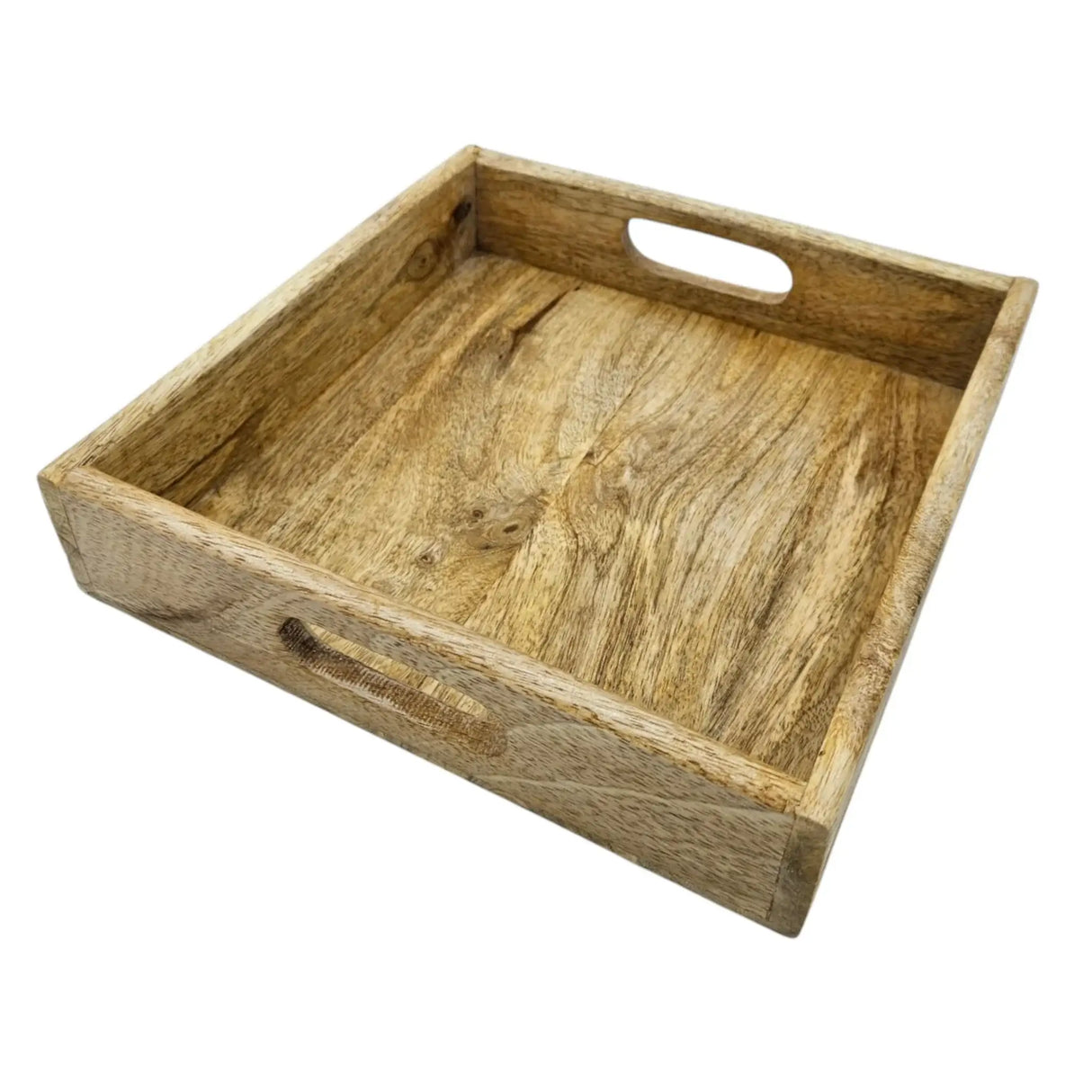 Serviertablett Dekotablett Mangoholz braun Natur Massiv Griff Schale eckig Holz - Dekotablett