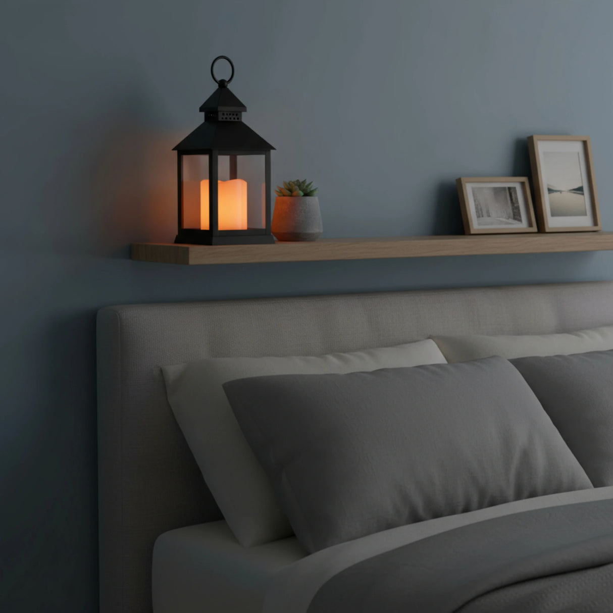 Lantern LED with timer battery-operated flickering light lantern black decoration