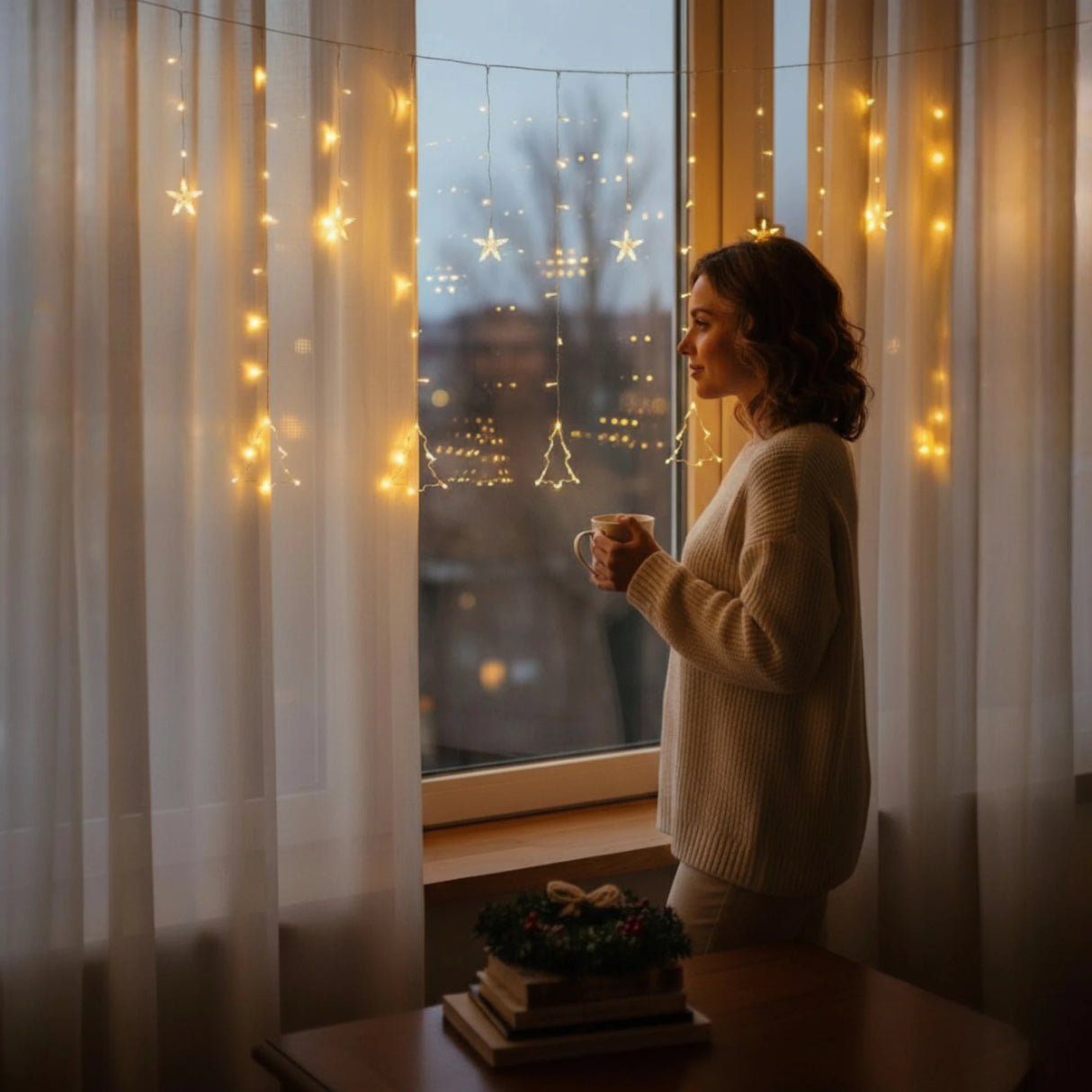 Fairy lights Christmas decoration Christmas tree star 138 LED indoor outdoor star curtain