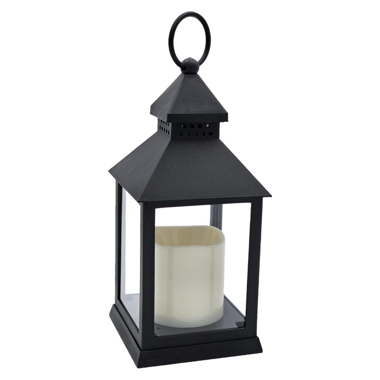 Lantern LED with timer battery-operated flickering light lantern black decoration