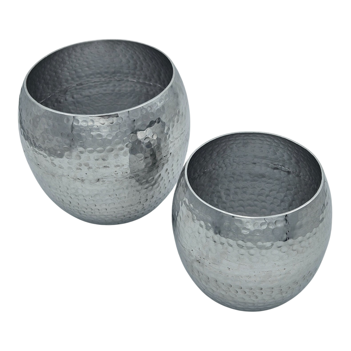 Übertopf Blumentopfe Silber Pflanztopf Deko 2er Set glänzend rund