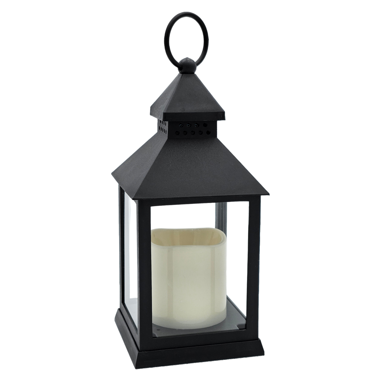 Lantern LED with timer battery-operated flickering light lantern black decoration