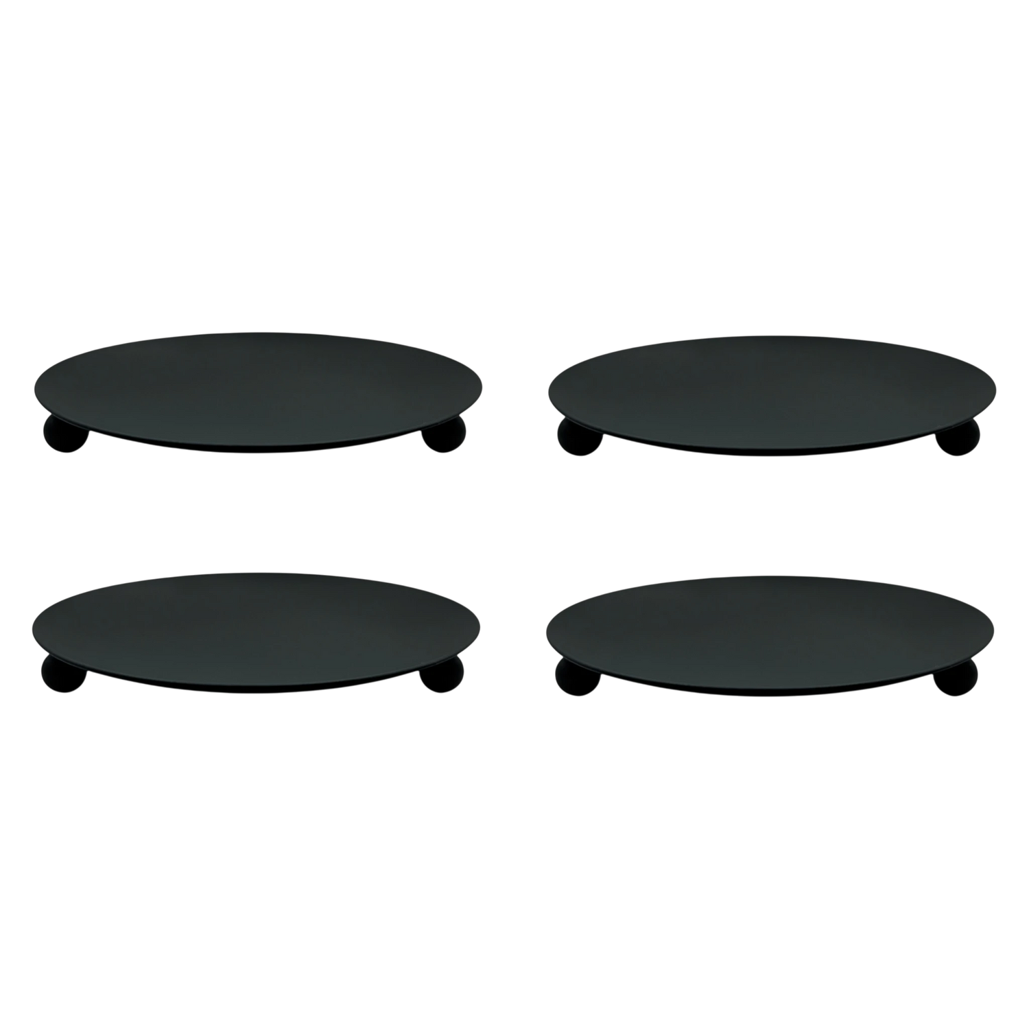 Kerzenhalter schwarz 4 Stück Stumpenkerzen Teller Kerzenteller Weihnachten 8,5 cm