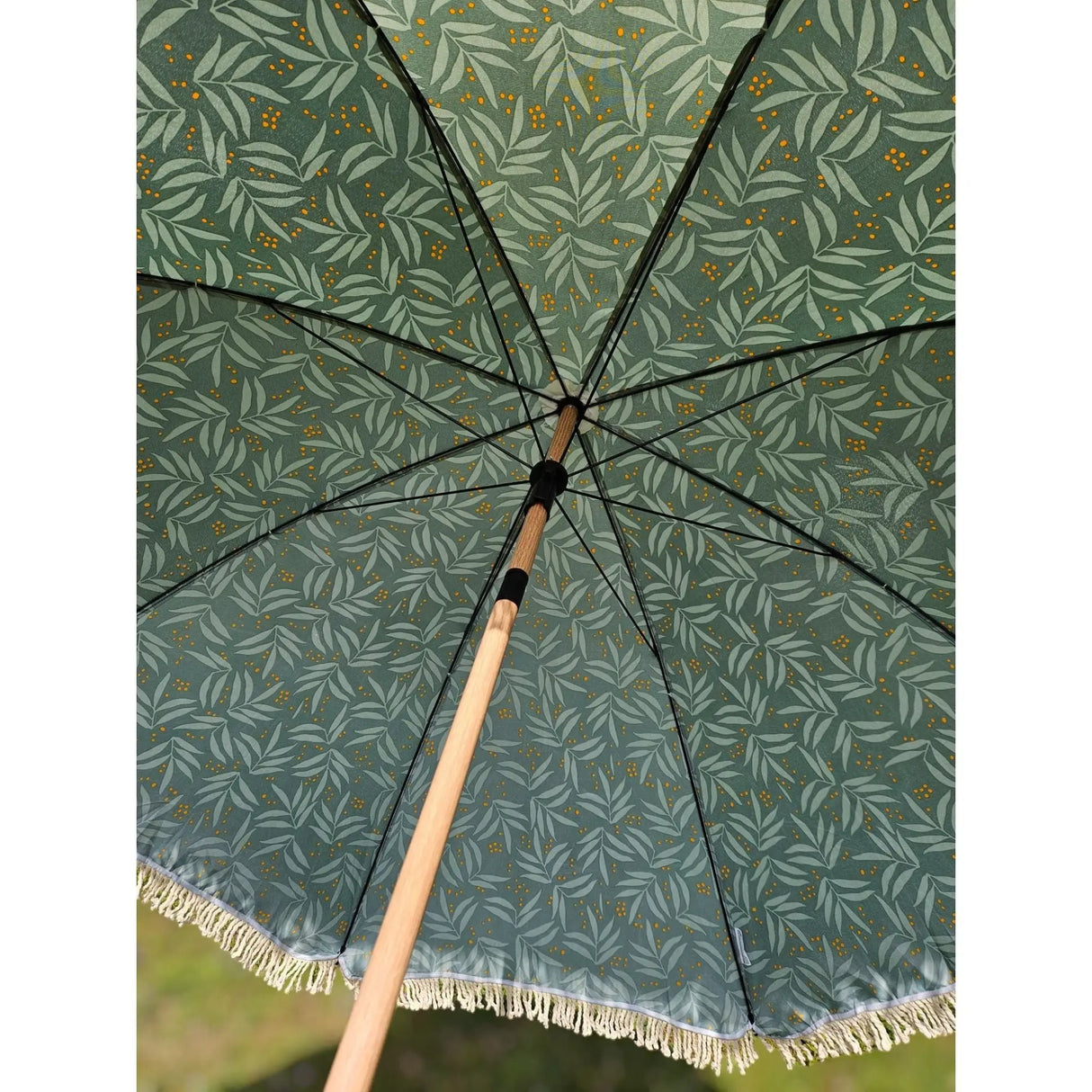 Sonnenschirm Strandschirm Schirm UV Schutz mit Tasche Fransen Grün Ø 170 cm - Sonnenschirm