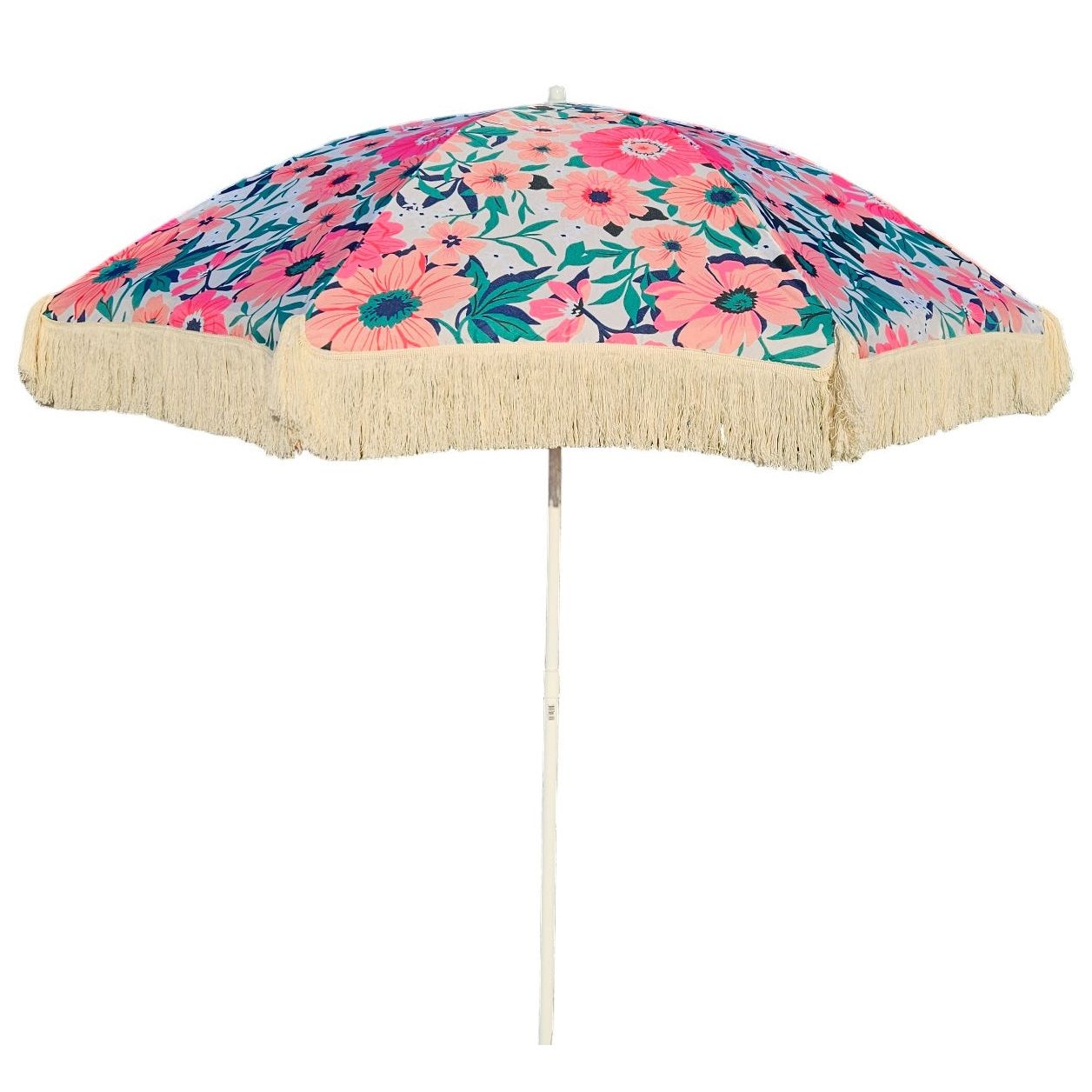 Parasol beach umbrella UV protection with bag fringes flowers Ø 155 cm