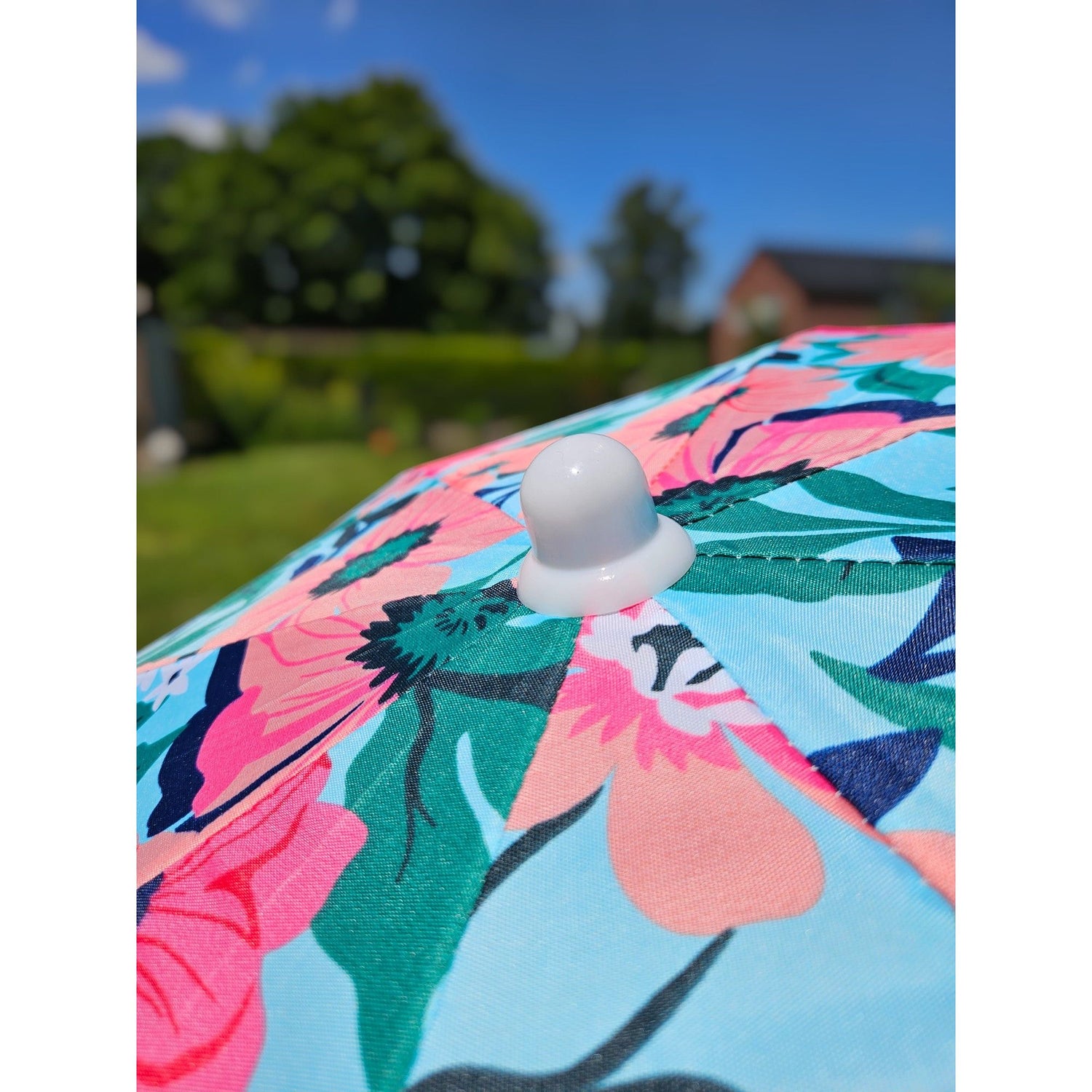 Parasol beach umbrella UV protection with bag fringes flowers Ø 155 cm