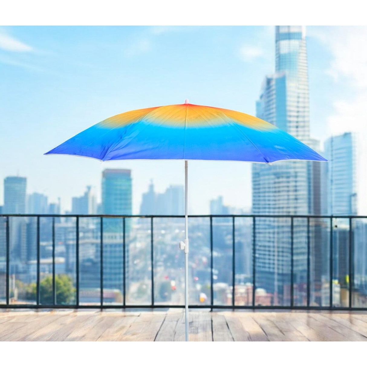 Parasol beach umbrella balcony umbrella UV protection 50+ blue yellow 155 cm colorful