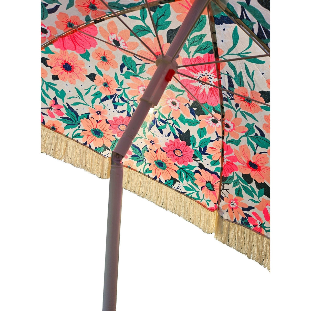 Parasol beach umbrella UV protection with bag fringes flowers Ø 155 cm
