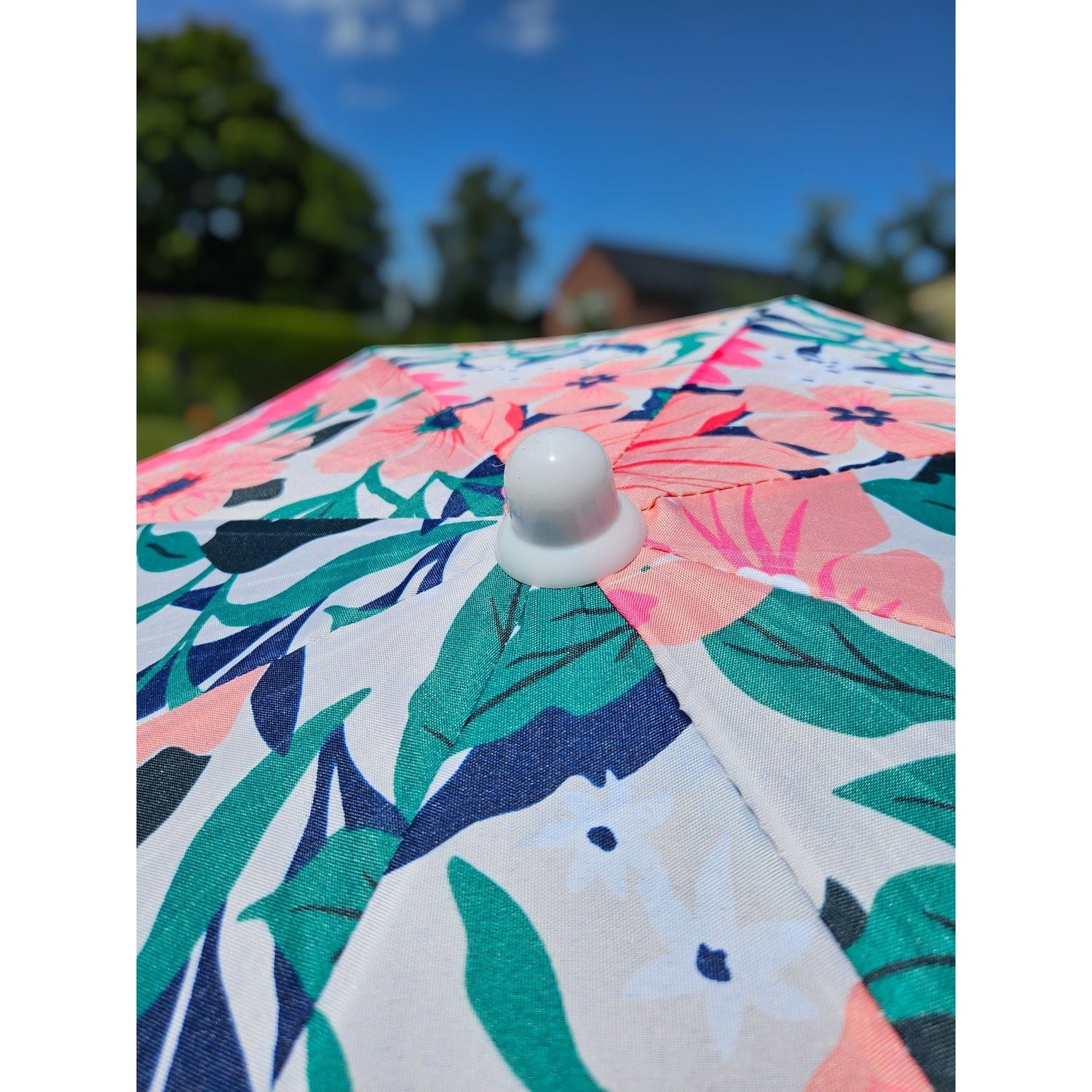 Parasol beach umbrella UV protection with bag fringes flowers Ø 155 cm