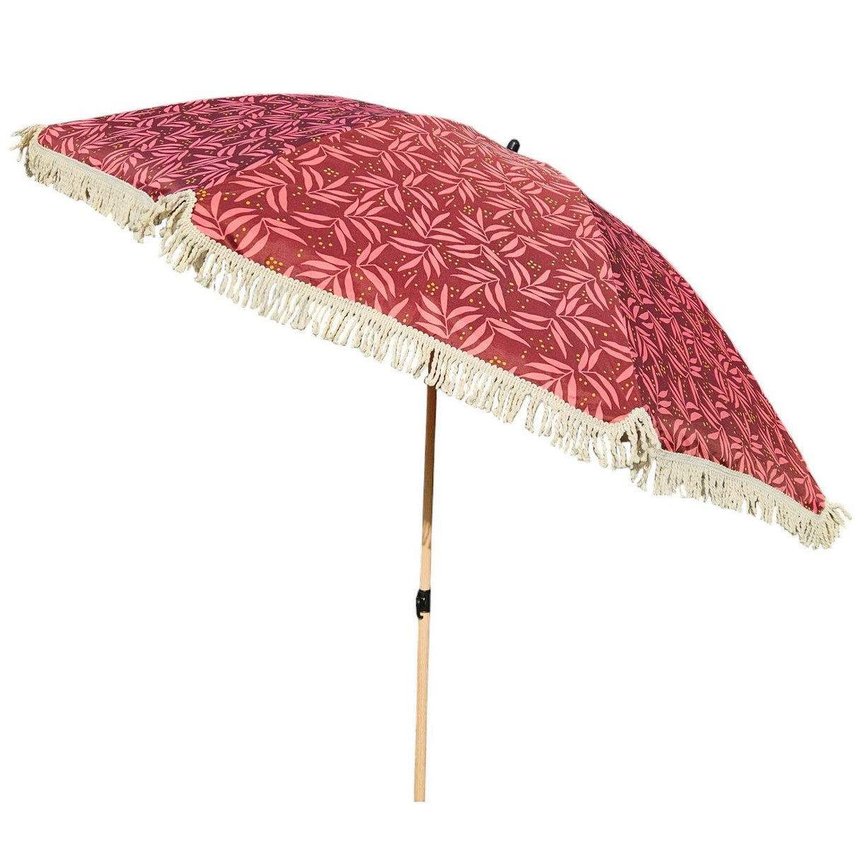 Parasol beach umbrella UV protection with bag fringes red Ø 170 cm