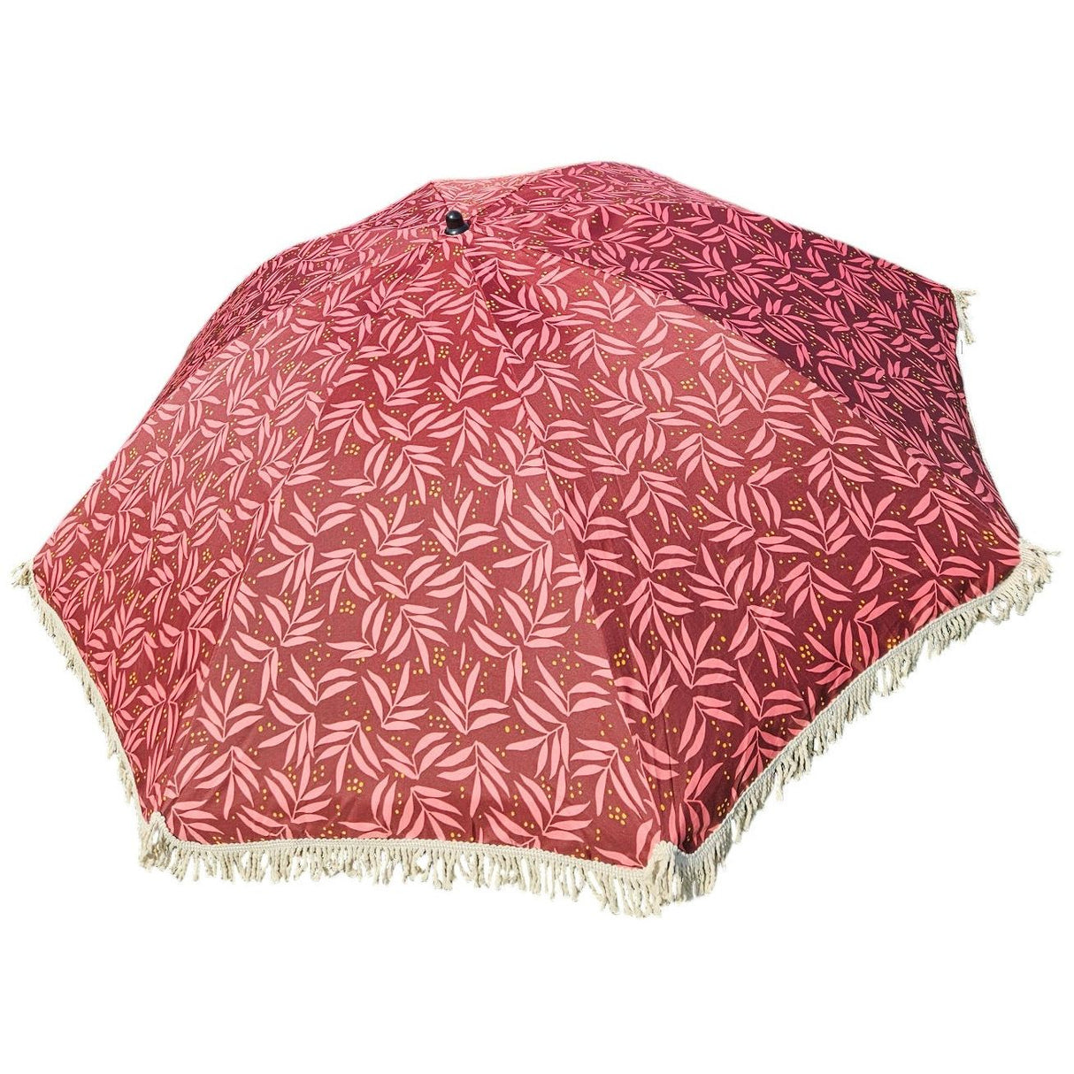 Parasol beach umbrella UV protection with bag fringes red Ø 170 cm