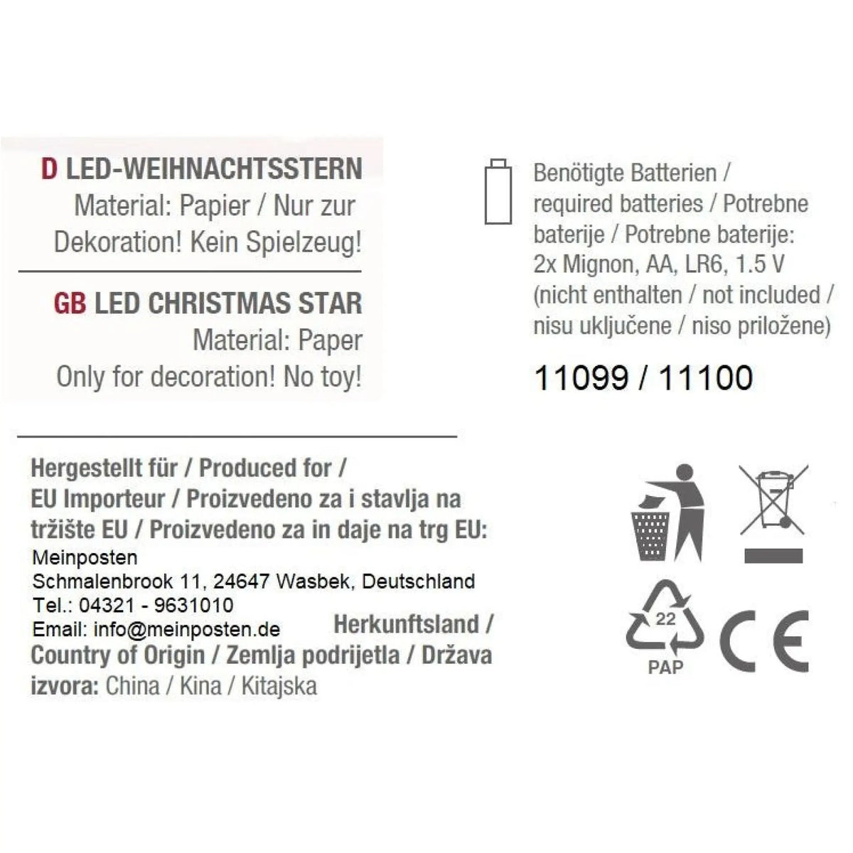 Sternleuchte Weihnachtsbeleuchtung LED Batteriebetrieben Weihnachtsdeko Stern - Weihnachtsstern LED