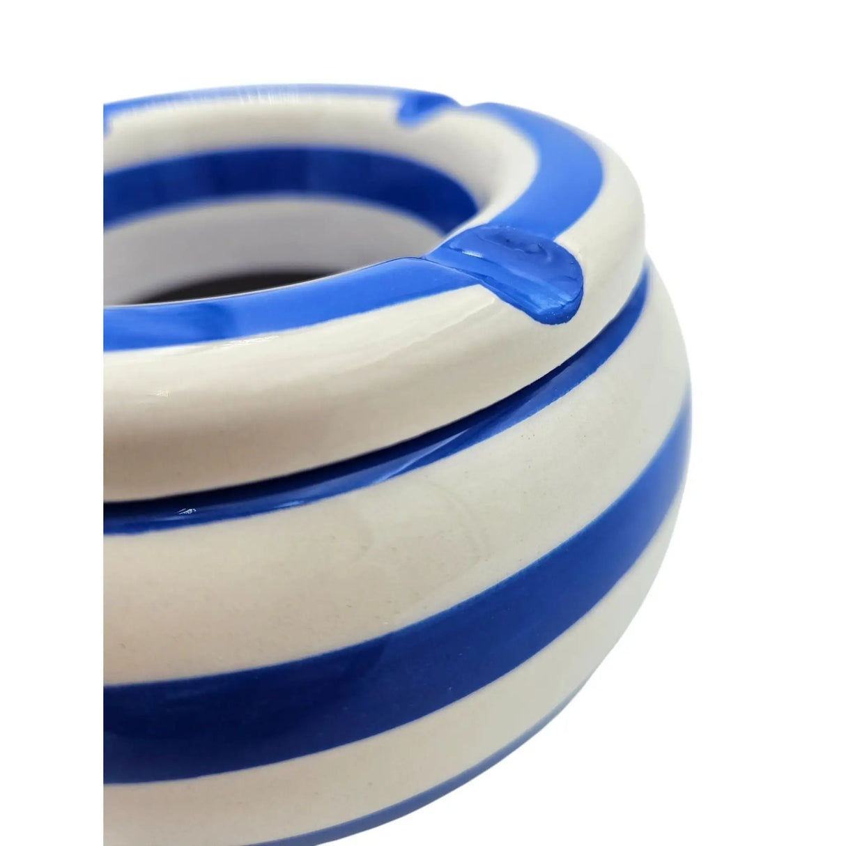 Sturmaschenbecher Mykonos M / XXL 23 cm Maritim blau weiß Aschenbecher gestreift - Aschenbecher