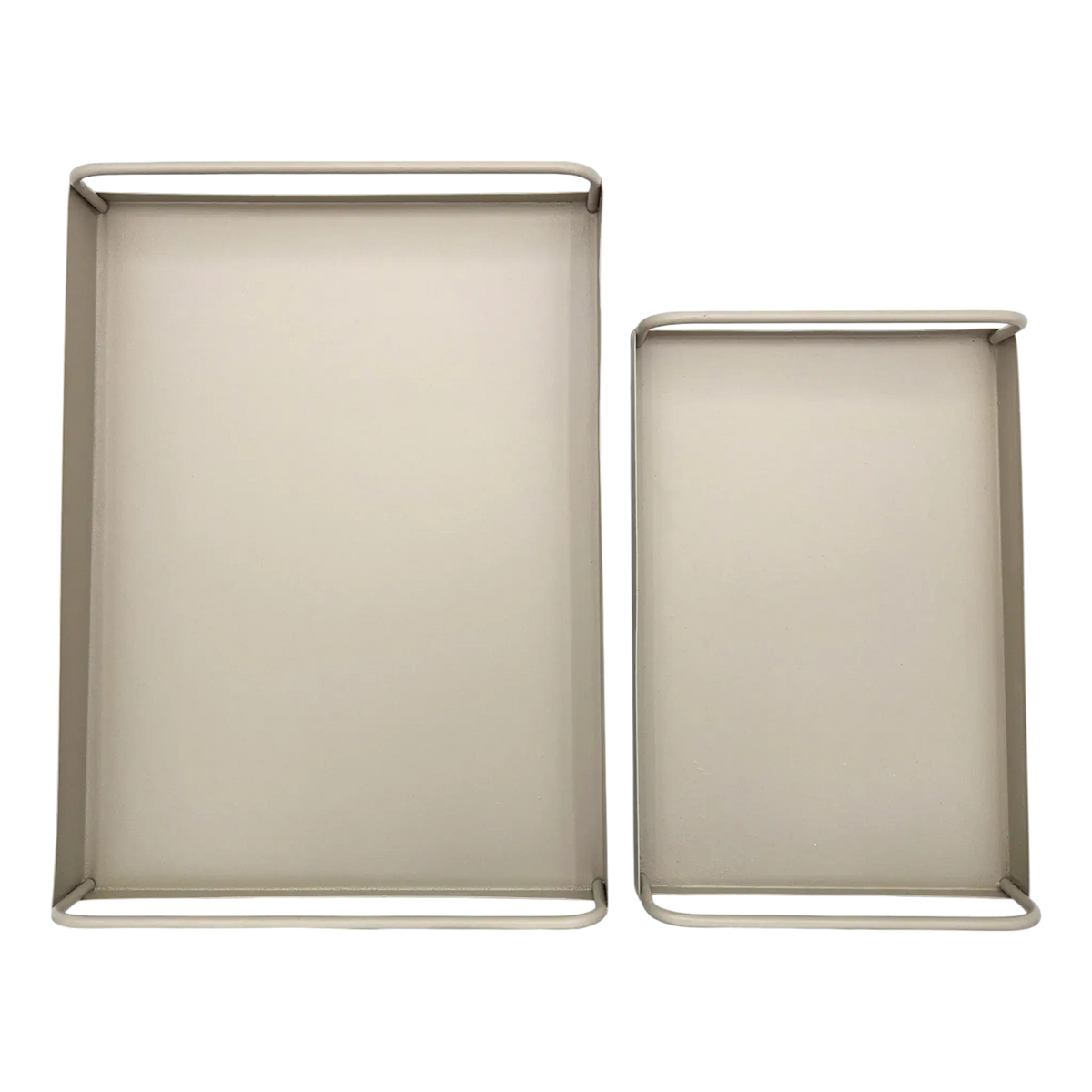 Tablett Metall 2er Set Beige Modern Serviertablett Dekotablett 38x28 u 30x20 cm Sand - Dekotablett
