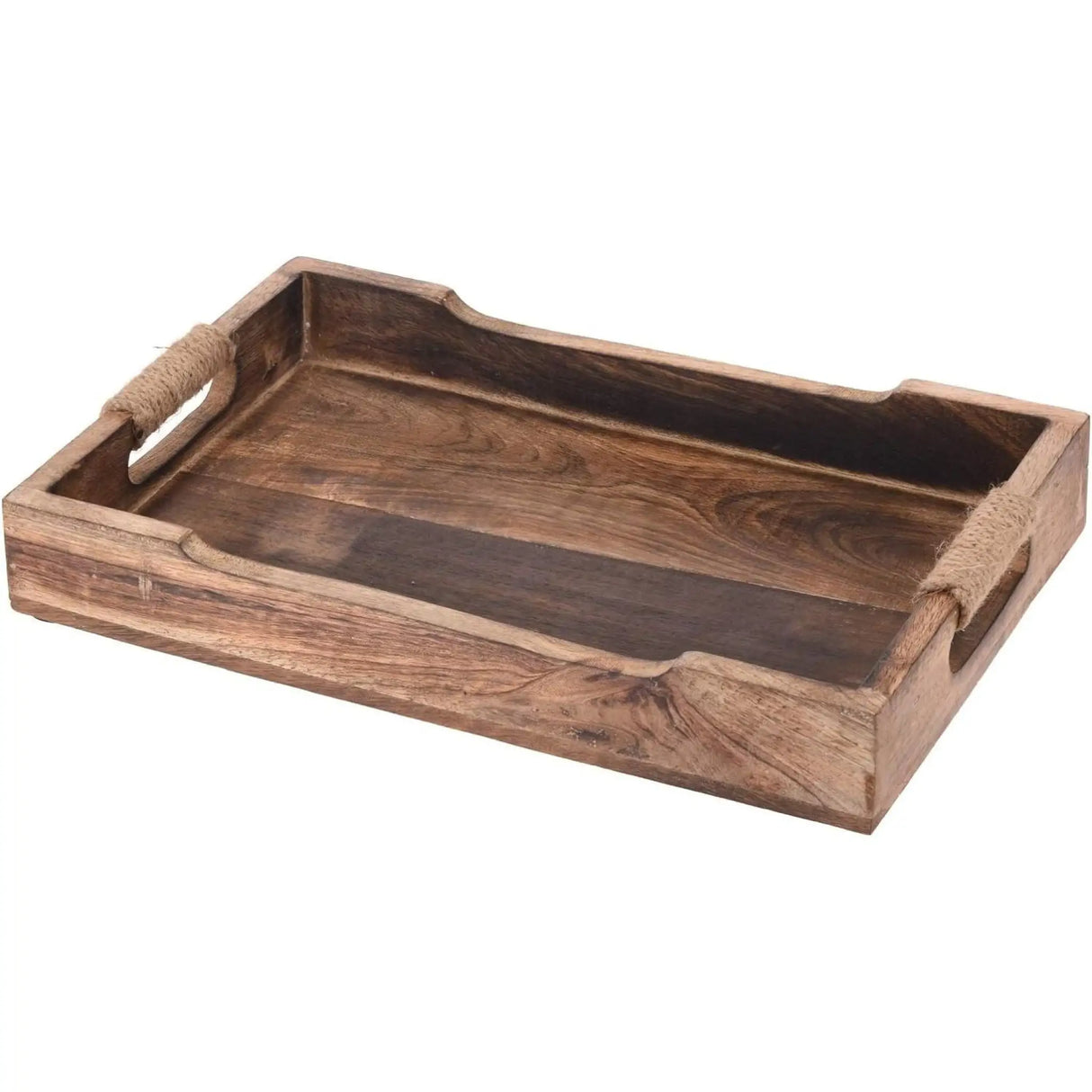 Tablett Serviertablett Holz Mango braun Holztablett Deko Dekotablett dunkelbraun - Klein 31x 20 cm - Serviertablett