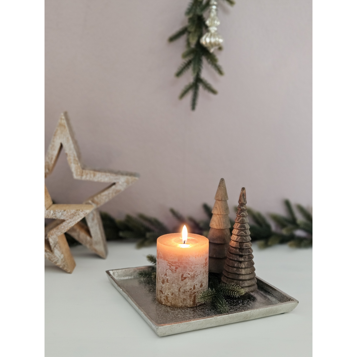 Tray decorative plate silver metal solid table decoration bowl decorative bowl 20x20 cm