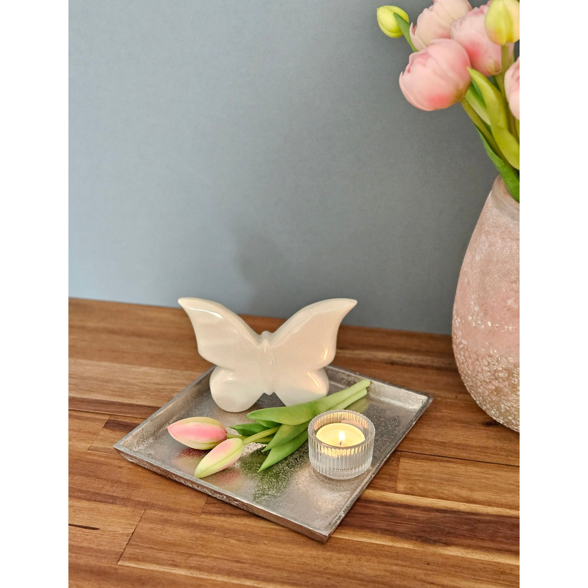 Tray decorative plate silver metal solid table decoration bowl decorative bowl 20x20 cm