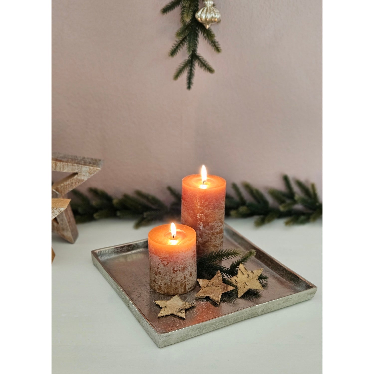 Tray decorative plate silver metal solid table decoration bowl decorative bowl 25 x 25 cm