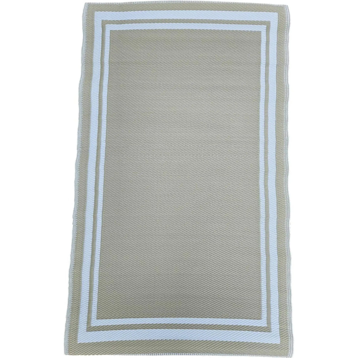 Teppich Outdoor Balkonteppich außen Balkon Terrasse beige weiß 150 x 90 cm - Balkonteppich