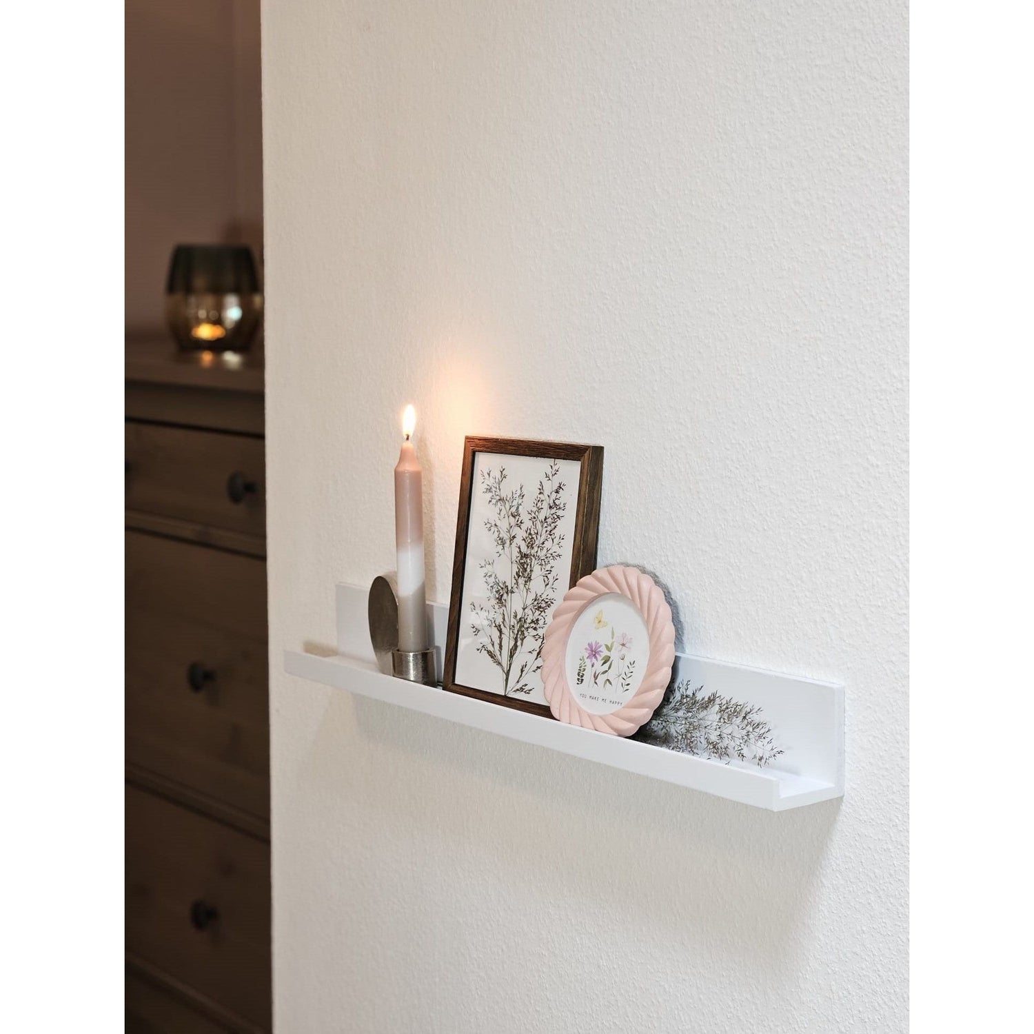 Photo ledge picture ledge floating shelf wooden shelf wall shelf shelves wall board white 58cm