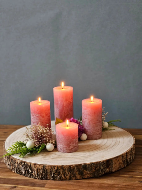 Holzscheibe mit Kerzen, deko-Idee