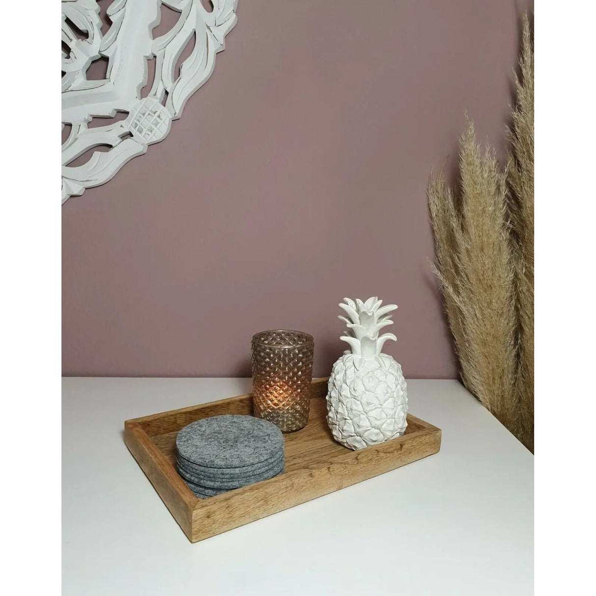 Tray mango wood wooden tray table decoration country house decorative tray mango wood 33x22 cm