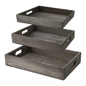 Tablett Serviertablett Dekotablett Grau Natur Holztablett Grau Klein 30x20 cm - Serviertablett