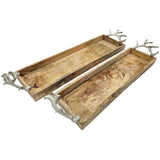 Tablett Mangoholz langes Tablett Kerzentablett Serviertablett 68 cm Holz