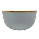 Salatschüssel mit Besteck Bambus grau 23 cm Holz Salatbesteck grau