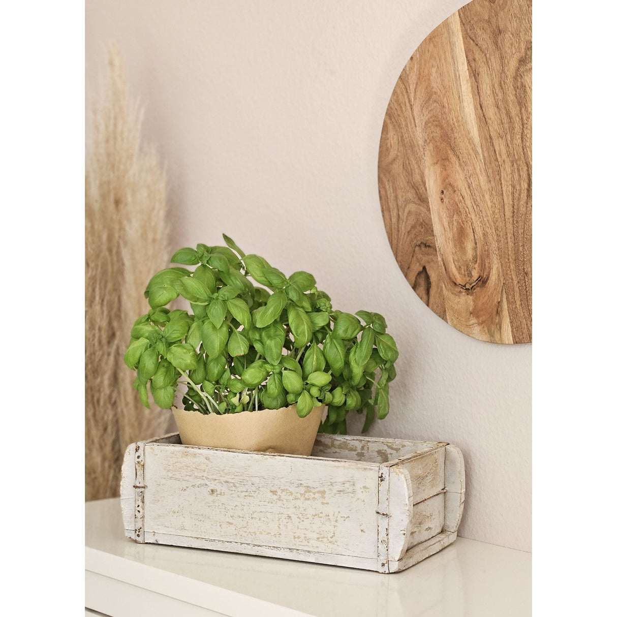 Holzkiste weiß Ziegelform Ziegelsteinform Kiste recyceltes Holz Kasten 30 cm