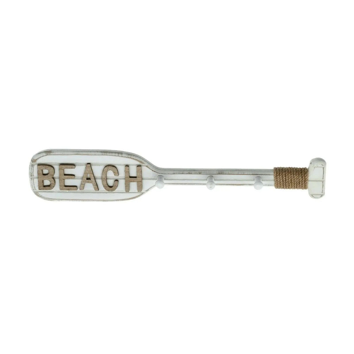 Paddle hook rack 3 hooks white wooden coat rack decorative paddle wooden paddle 52 cm BEACH