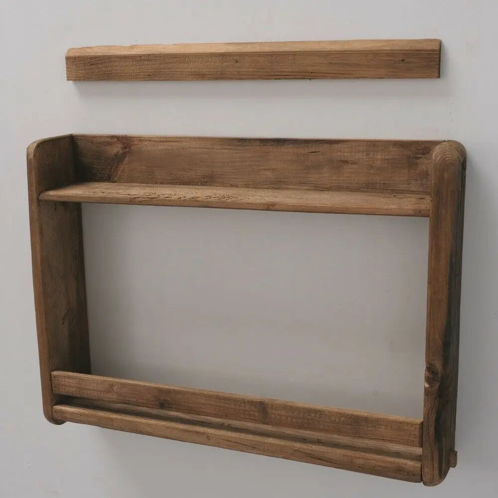 Shelf wall shelf kitchen shelf solid wooden shelf brown recycled wood 69x49 cm